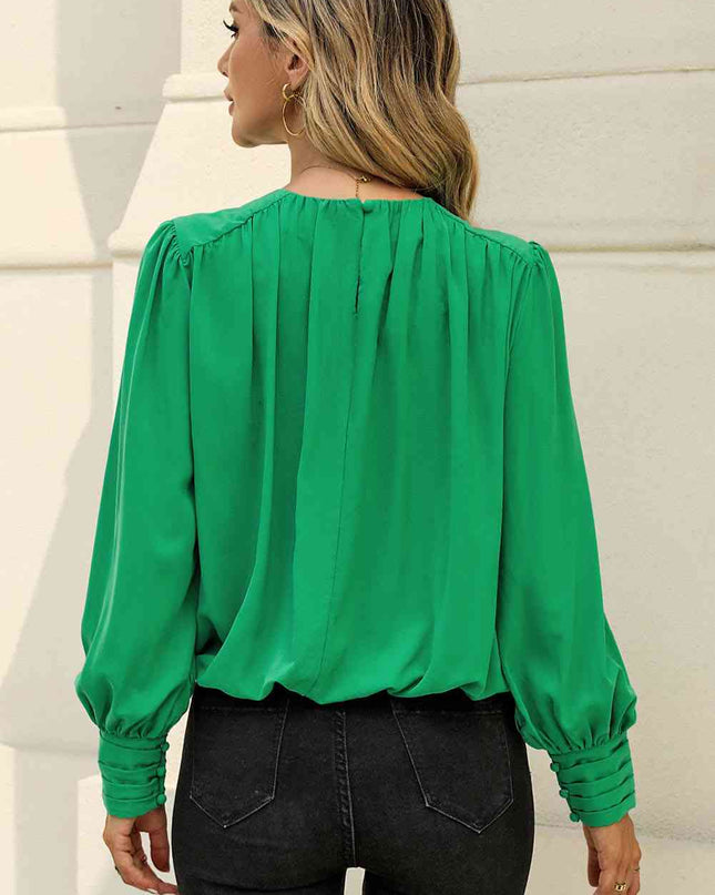 Round Neck Puff Sleeve Blouse