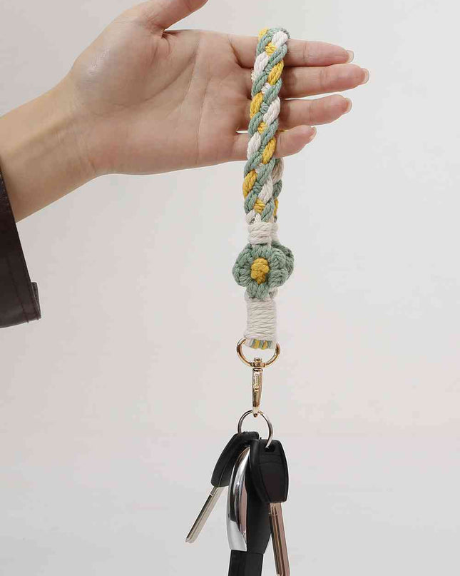 Floral Braided Wristlet Key Chain