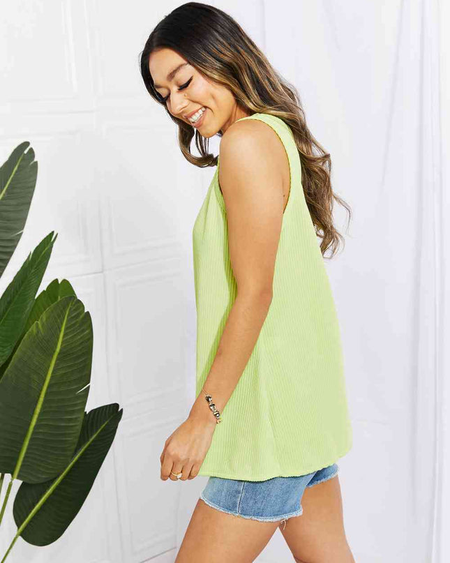 Blumin Apparel Chance of Sun Full Size Ribbed V-Neck Tank in Green