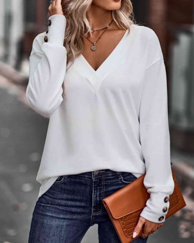 V-Neck Long Sleeve Top