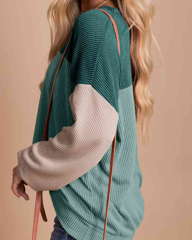 Color Block Dropped Shoulder T-Shirt