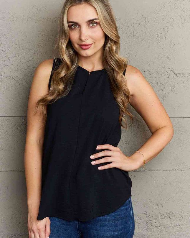 Ninexis First Glance Sleeveless Neckline Slit Top