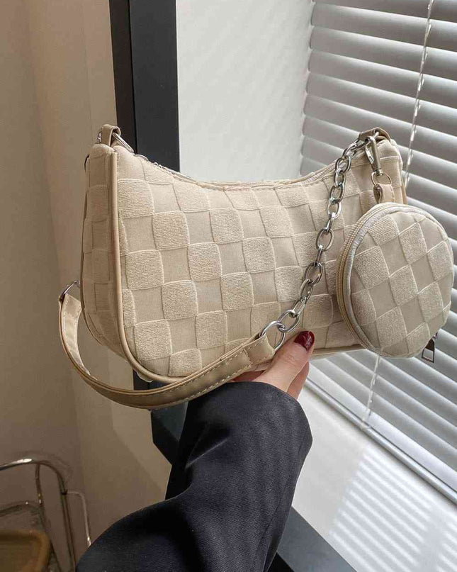 Printed Shoulder Bag and Round Wallet