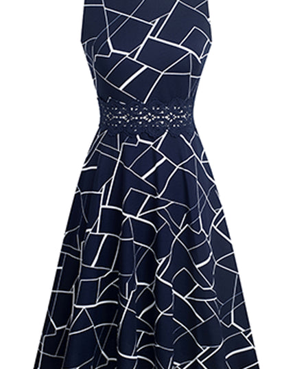 Printed Smocked Waist Sleeveless Dress