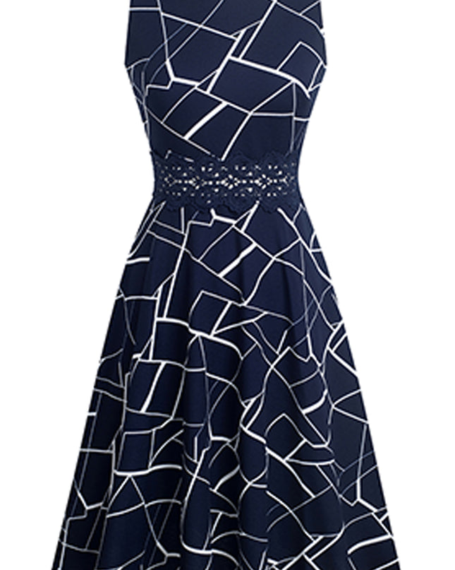 Printed Smocked Waist Sleeveless Dress