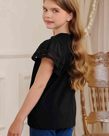 Round Neck Flutter Sleeve T-Shirt