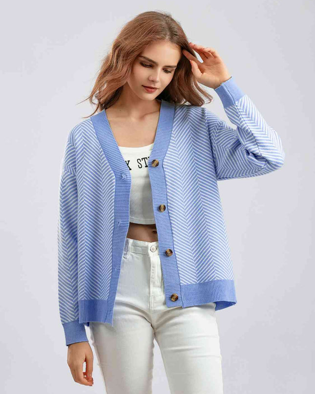 Button Down V-Neck Cardigan