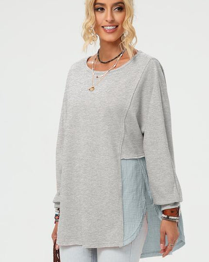 Curved Hem Dolman Sleeve Top