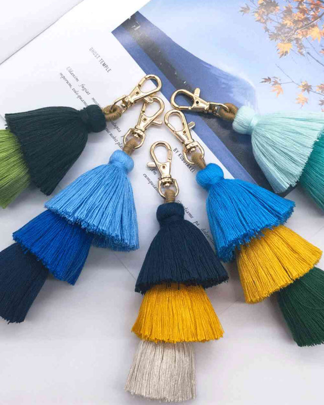 Assorted 4-Pack Multicolored Fringe Keychain
