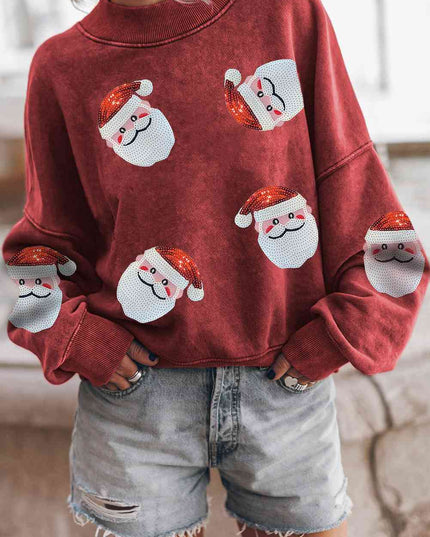 Sequin Santa Patch Round Neck Sweatshirt