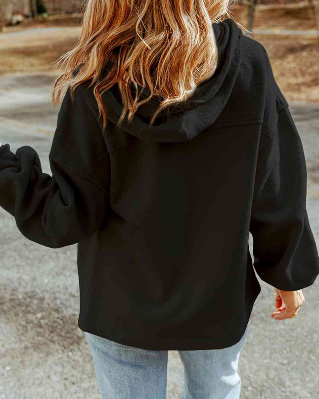 Zip-Up Drawstring Hooded Jacket