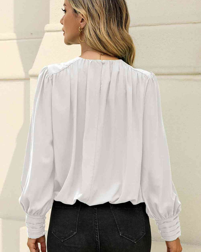 Round Neck Puff Sleeve Blouse