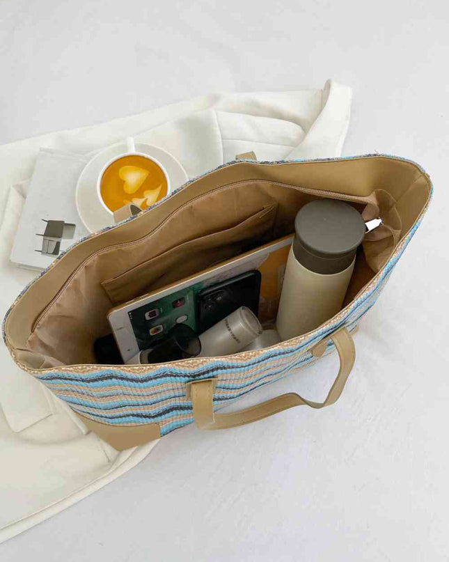 Chevron Straw Tote Bag