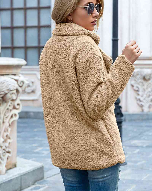 Full Size Lapel Collar Sherpa Coat