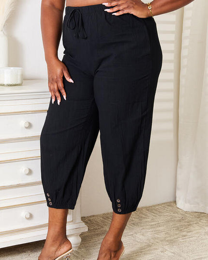 Double Take Decorative Button Cropped Pants