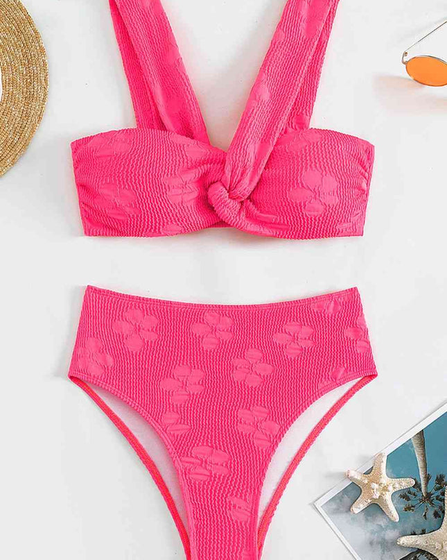 Textured Twisted Detail Bikini Set