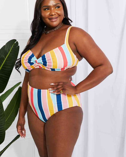 Marina West Swim Take A Dip Twist High-Rise Bikini in Stripe