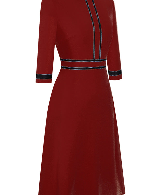 Round Neck Three-Quater Sleeve Dress