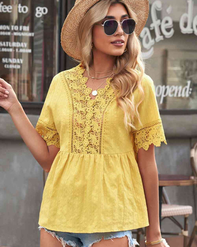 Spliced Lace Peplum Top