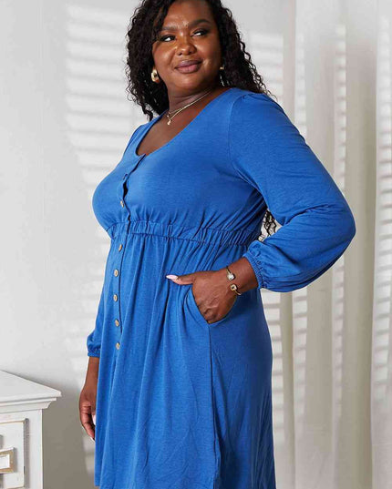 Double Take Scoop Neck Empire Waist Long Sleeve Magic Dress