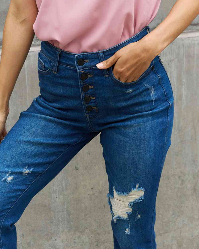 Judy Blue Melanie Full Size High Waisted Distressed Boyfriend Jeans
