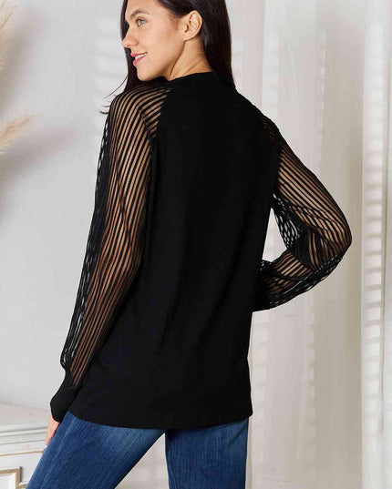 Double Take Round Neck Raglan Sleeve Blouse