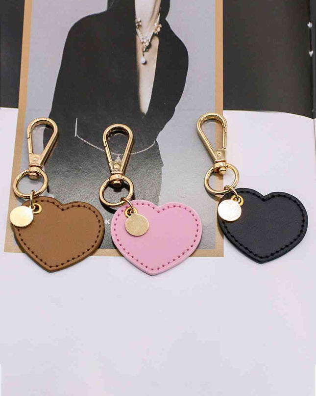Assorted 4-Pack Heart Shape PU Leather Keychain