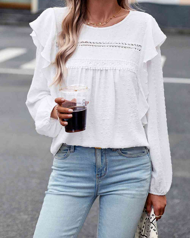 Round Neck Ruffled Blouse