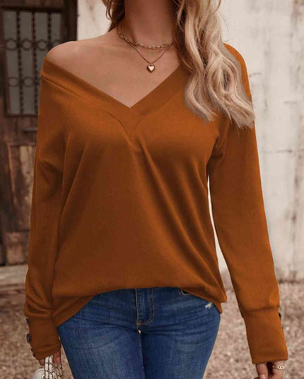 V-Neck Long Sleeve Top