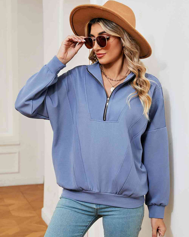 Half-Zip Dropped Shoulder Sweatshirt