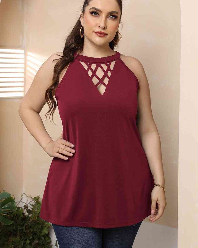 Plus Size Halter Neck Cutout Sleeveless Dress