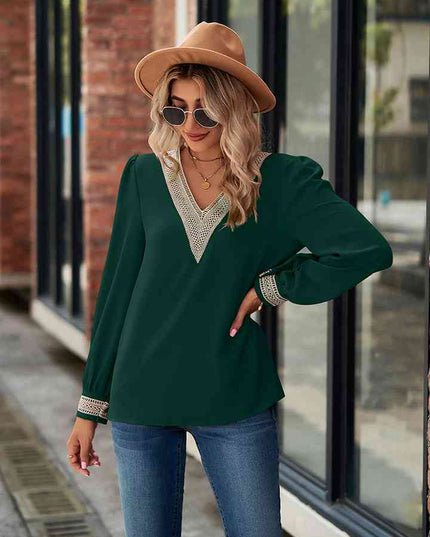 V-Neck Long Sleeve Blouse