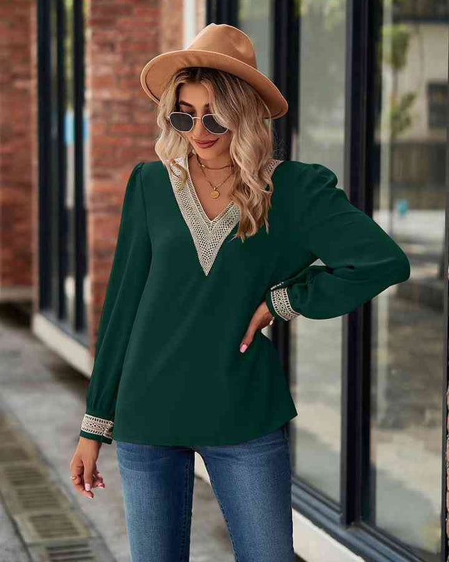 V-Neck Long Sleeve Blouse