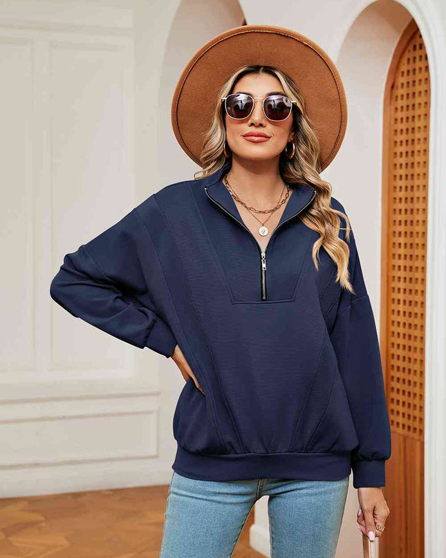 Half-Zip Dropped Shoulder Sweatshirt