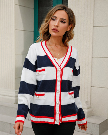 Striped Button Down Cardigan
