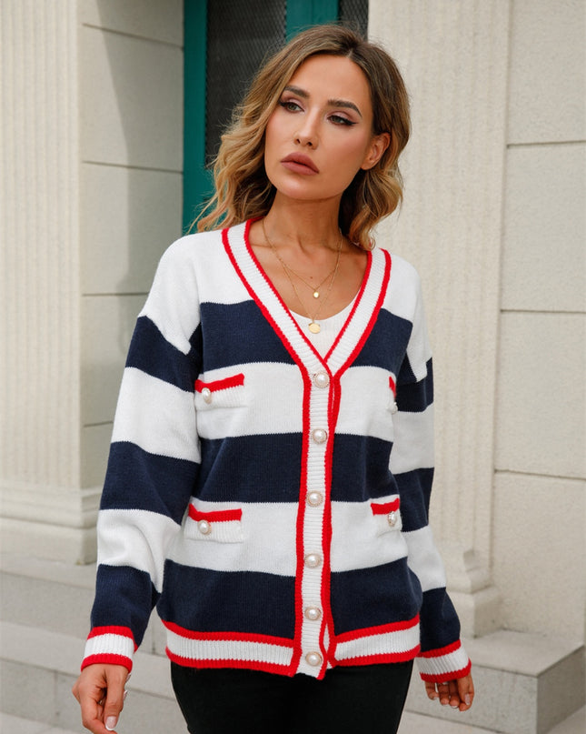 Striped Button Down Cardigan