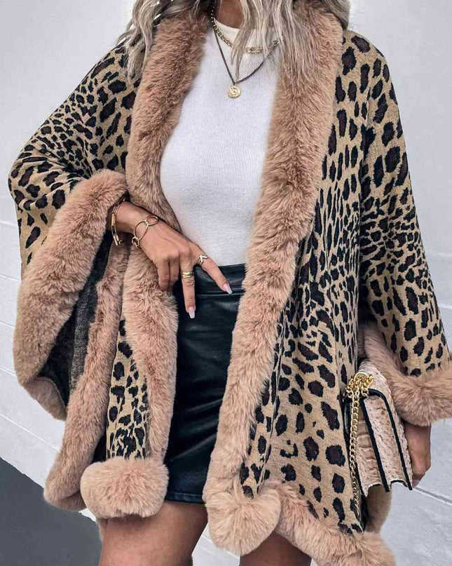 Leopard Open Front Poncho