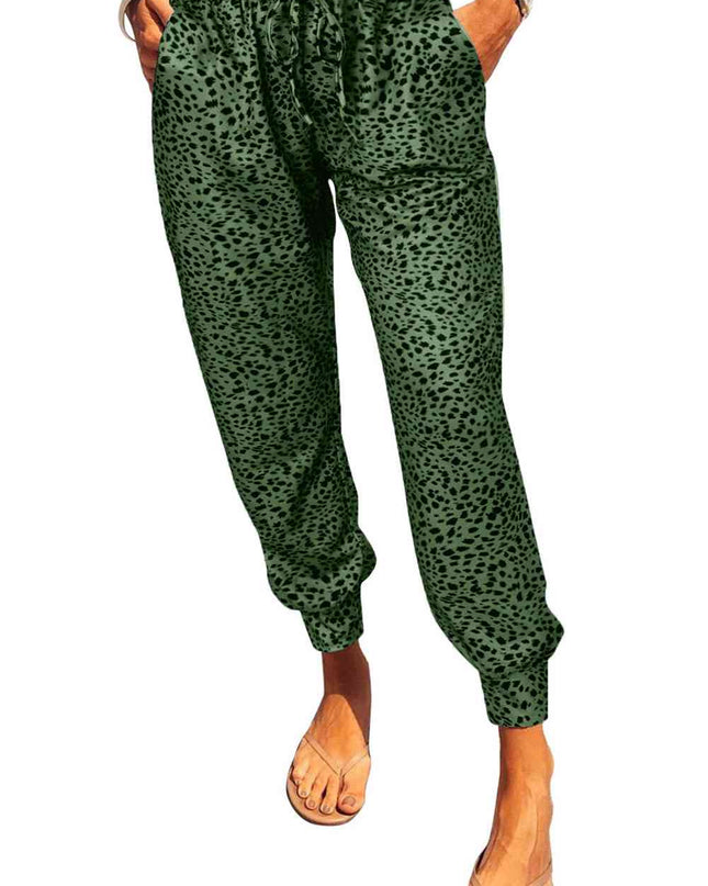 Double Take Leopard Print Joggers with Pockets