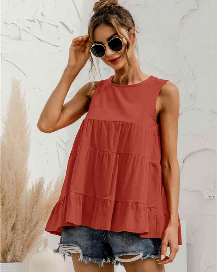 Round Neck Tiered Tank