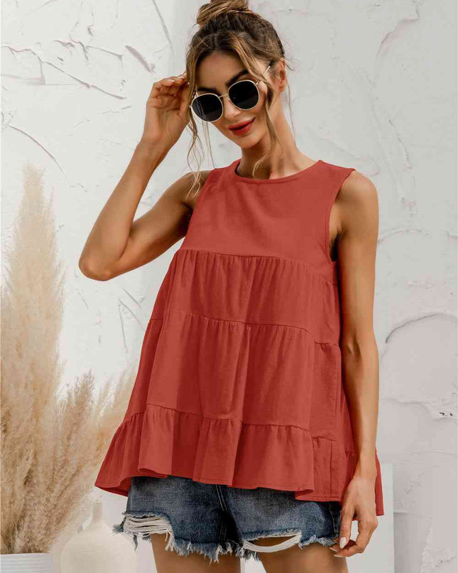 Round Neck Tiered Tank