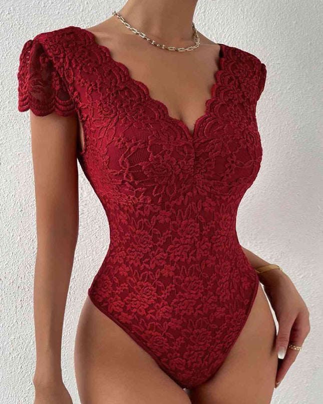 Lace Trim V-Neck Bodysuit