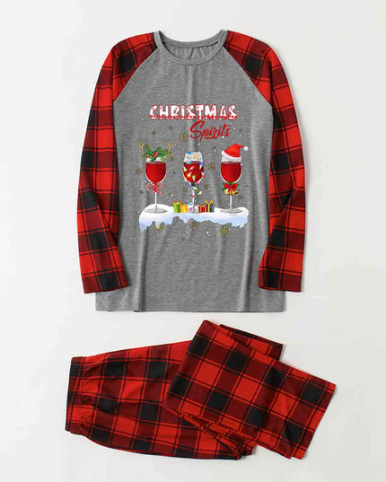 CHRISTMAS SPIRITS Graphic Top and Plaid Pants Set