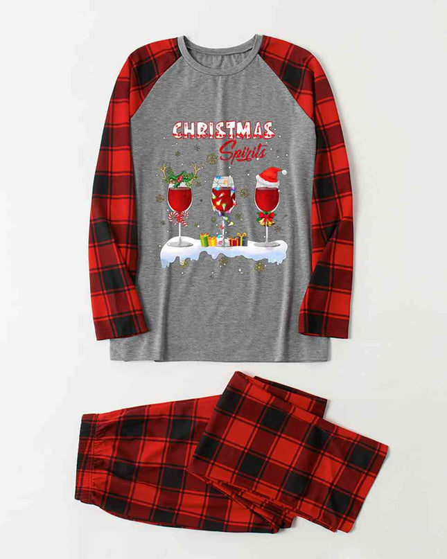 CHRISTMAS SPIRITS Graphic Top and Plaid Pants Set