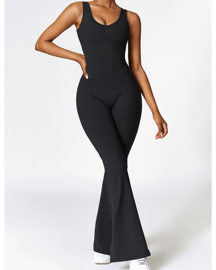 Wide Strap Bootcut Slit Active Jumpsuit