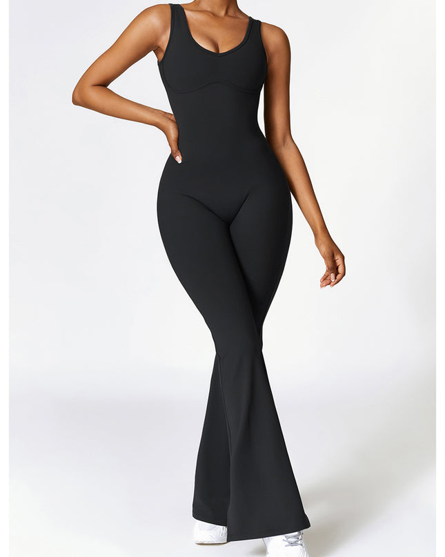 Wide Strap Bootcut Slit Active Jumpsuit