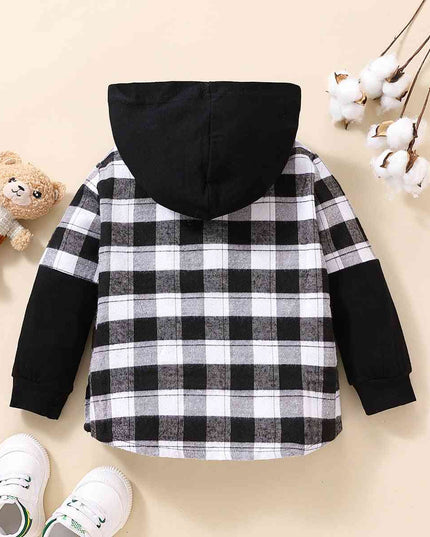 Plaid Button-Down Long Sleeve Hoodie