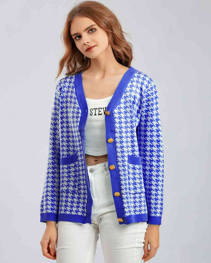 Houndstooth Button Down Cardigan