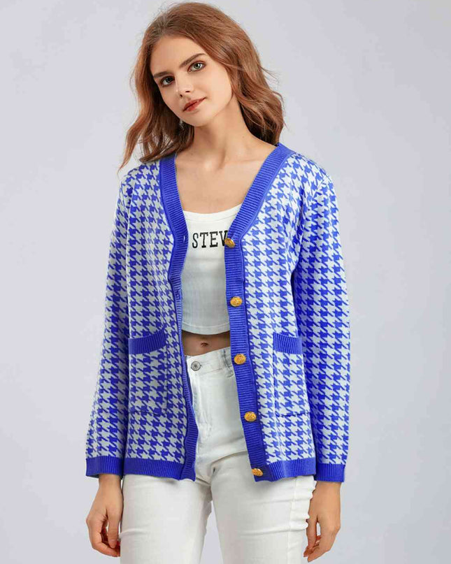 Houndstooth Button Down Cardigan