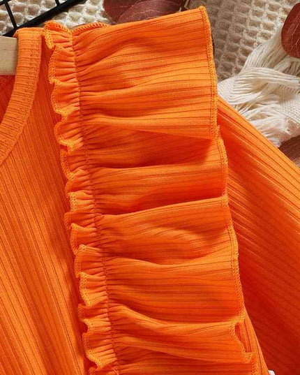 Round Neck Ruffle Trim Halloween Theme Dress