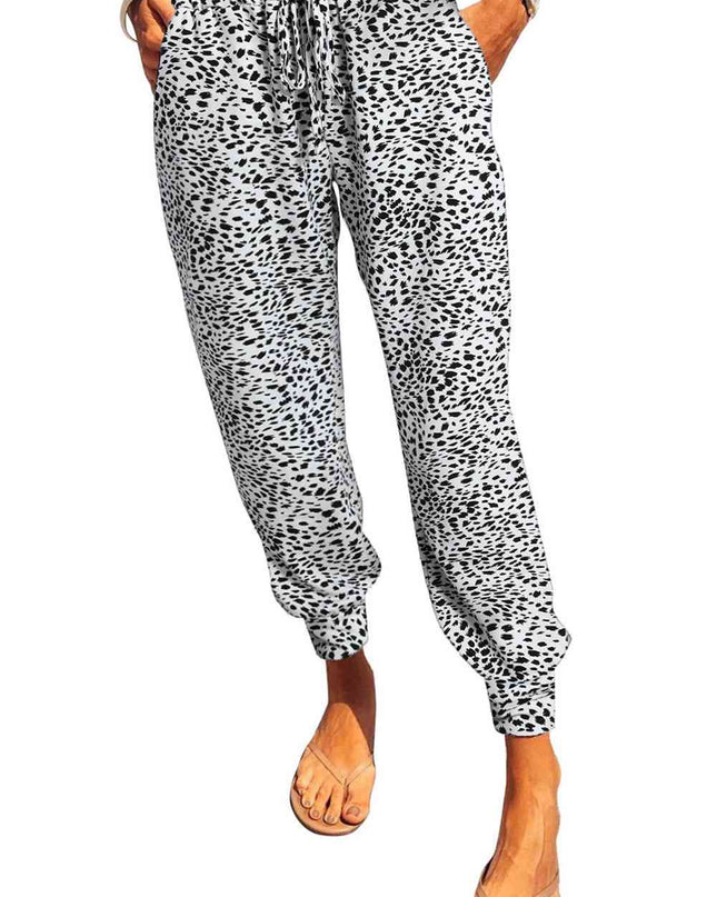 Leopard Pocketed Long Pants
